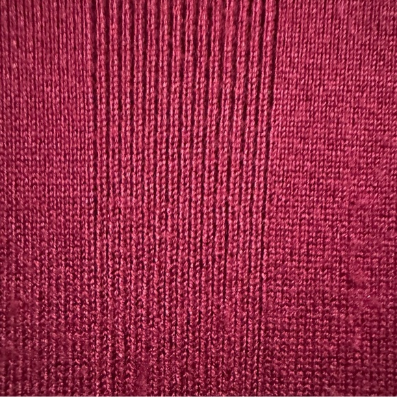 LOFT Burgundy Mock Neck Bishop Sleeve knit Bodycon Dress Size Small - Picture 6 of 9